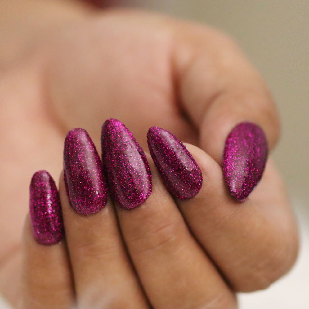 Burgundy Glitter Handmade Press On Nails