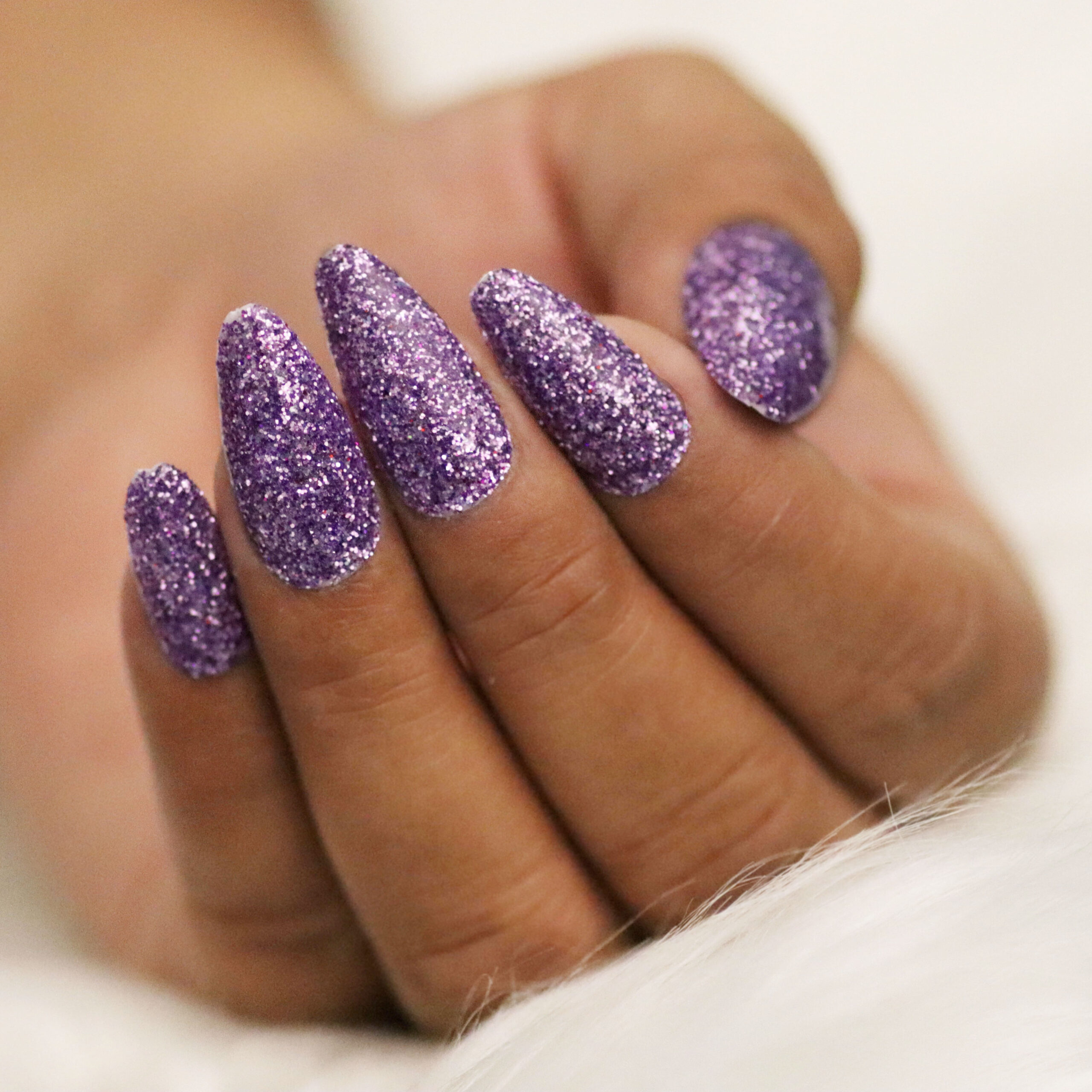 Striking Glitter Purple Press On Nails